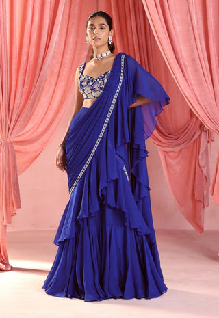 Nita embellished pre-draped ruffle saree and blouse