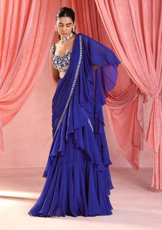 Nita embellished pre-draped ruffle saree and blouse