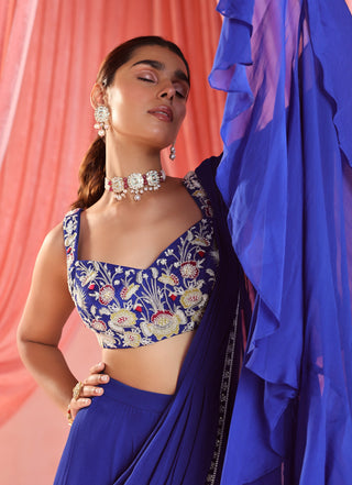 Nita embellished pre-draped ruffle saree and blouse