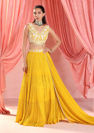 Rita mustard yellow tiered skirt set