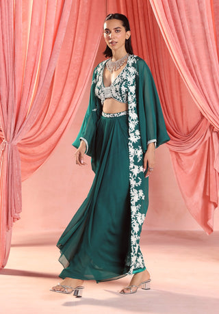 Lenora emerald green skirt and cape set