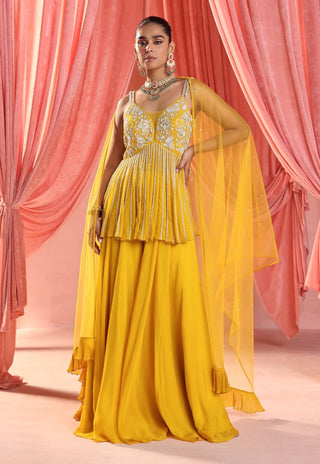 Nola mustard yellow sharara set