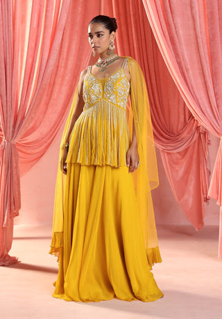 Nola mustard yellow sharara set