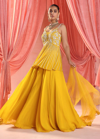 Nola mustard yellow sharara set