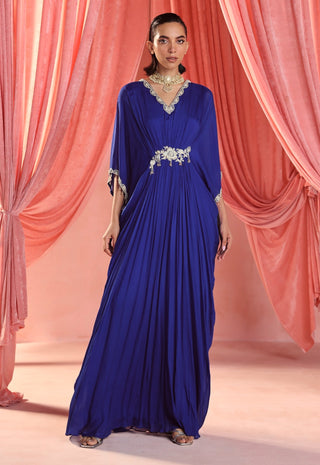 Lila electric blue draped kaftan