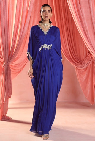 Lila electric blue draped kaftan