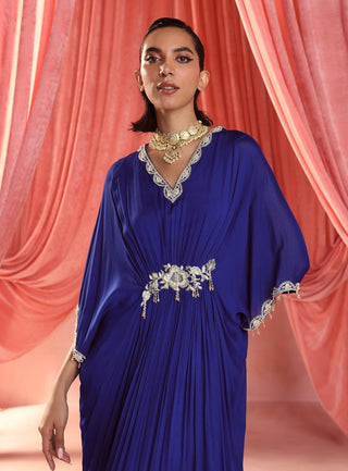 Lila electric blue draped kaftan