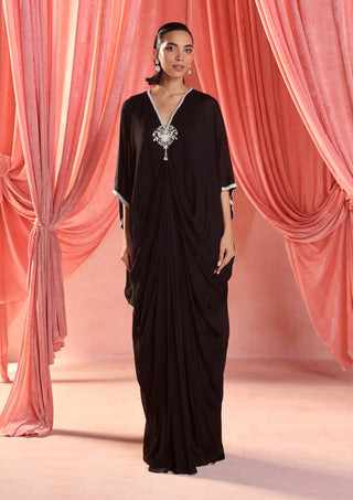 Ella black draped kaftan