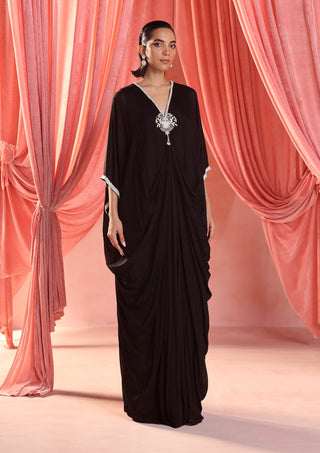 Ella black draped kaftan