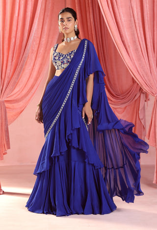 Nita embellished pre-draped ruffle saree and blouse