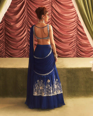 Jalebi bai electric blue pre-draped lehenga saree and choli