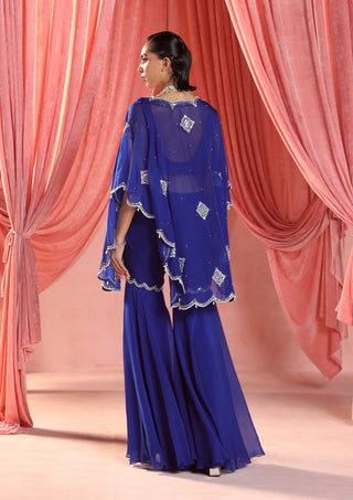 Eliza electric blue gharara and cape set