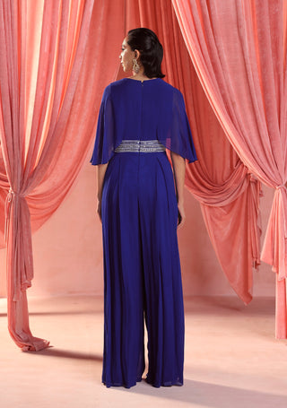 Emily electric blue draped jumpsuit