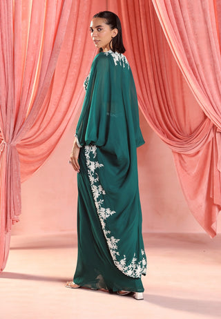 Lenora emerald green skirt and cape set