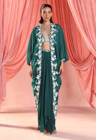 Lenora emerald green skirt and cape set