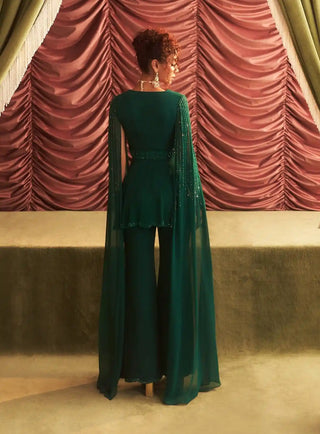 Seema emerald green embellished peplum and pants