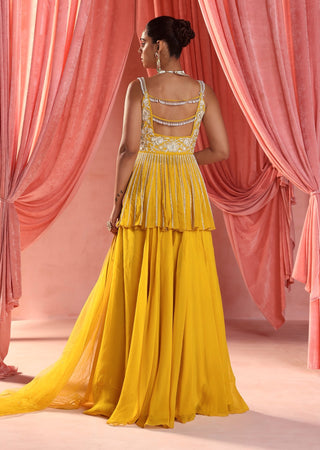 Nola mustard yellow sharara set