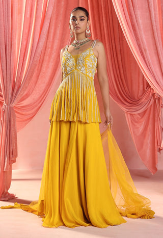 Nola mustard yellow sharara set