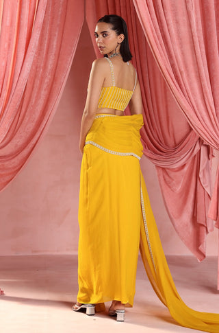 Nina mustard yellow draped skirt and blouse