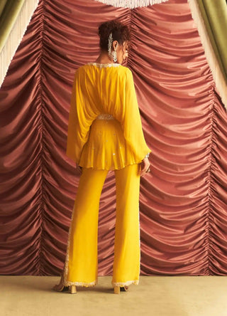 Prerna yellow embellished peplum and pants