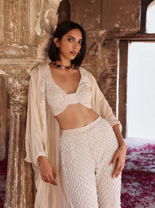 Niveda ivory top with cape and pants