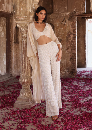 Niveda ivory top with cape and pants