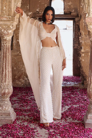 Niveda ivory top with cape and pants