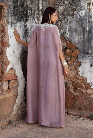 Miranda lilac embellished cape with choli and skirt