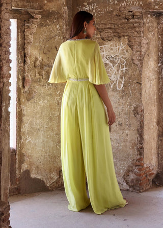 Renell neon green pleated draped jumpsuit - Renell neon green pleated draped jumpsuit - Seema Thukral - Available at Mrs. G