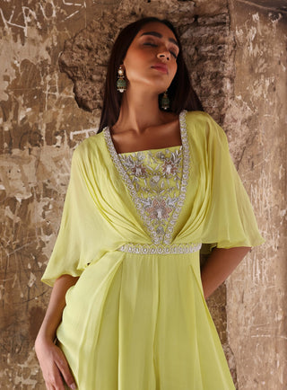 Renell neon green pleated draped jumpsuit - Renell neon green pleated draped jumpsuit - Seema Thukral - Available at Mrs. G