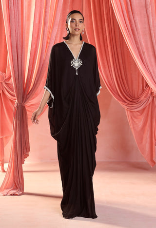 Ella black draped kaftan