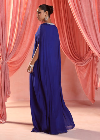 Nura electric blue draped kaftan