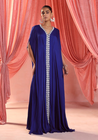 Nura electric blue draped kaftan