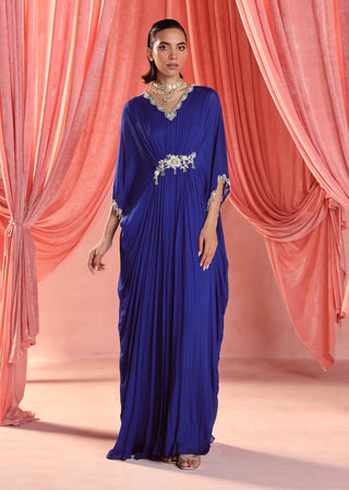 Lila electric blue draped kaftan