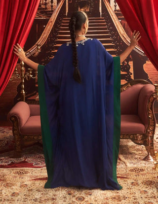 Mohini electric blue embellished draped kaftan