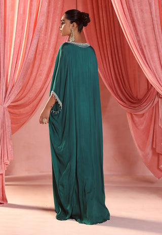 Ellie emerald green draped kaftan