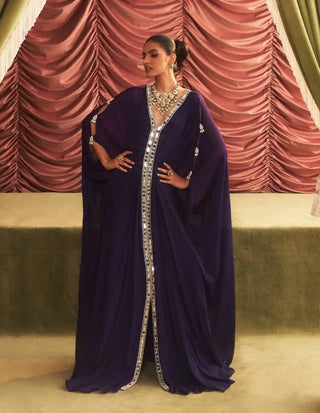 Chammak challo purple embellished draped kaftan