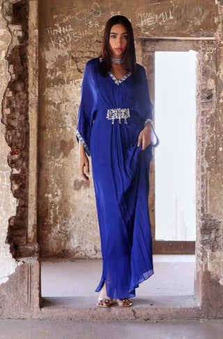 Maya electric blue draped kaftan