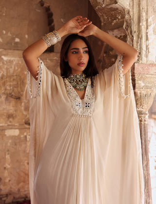 Vidhi ivory embellished kaftan