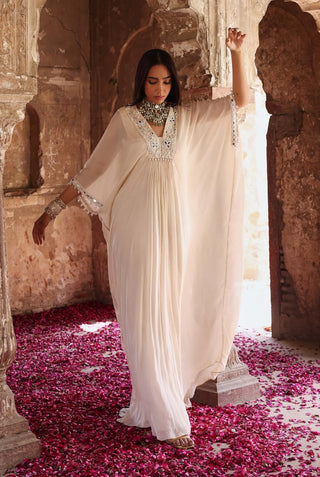 Vidhi ivory embellished kaftan