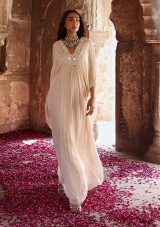 Vidhi ivory embellished kaftan