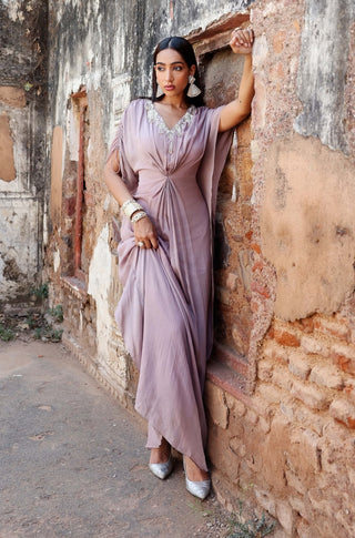 Mirra lilac draped kaftan