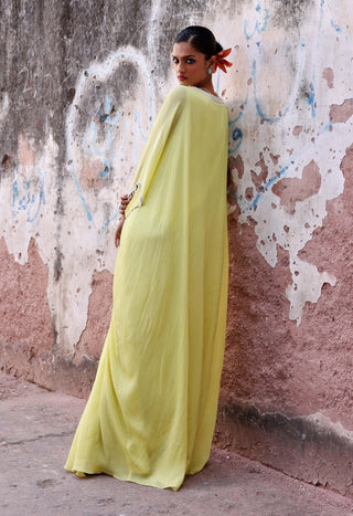 Manat neon green embellished kaftan