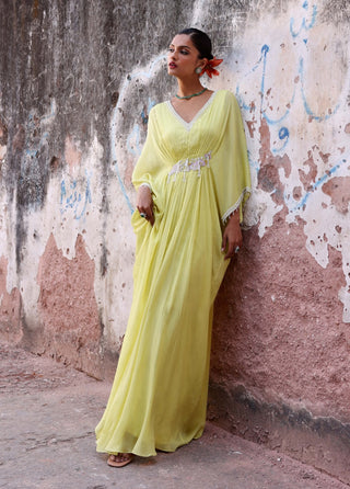 Manat neon green embellished kaftan