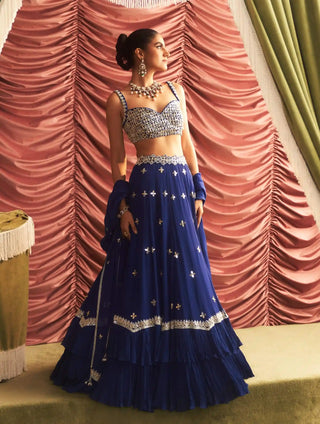 Chameli electric blue embellished choli, lehenga and dupatta