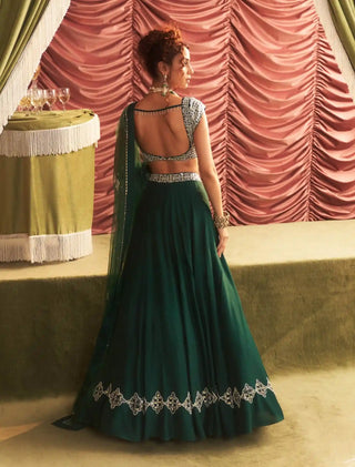 Simran emerald green embellished lehenga set