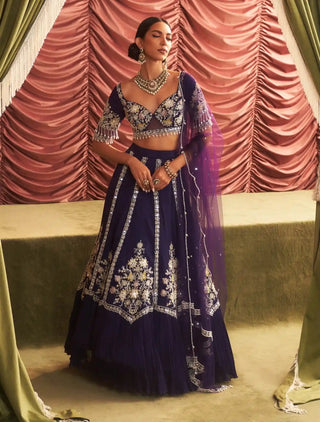 Rani purple embellished lehenga set