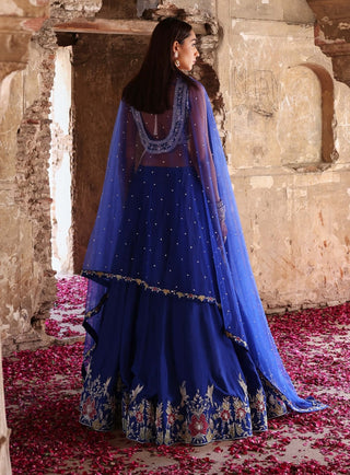 Meera electric blue embellished lehenga set