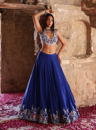 Meera electric blue embellished lehenga set