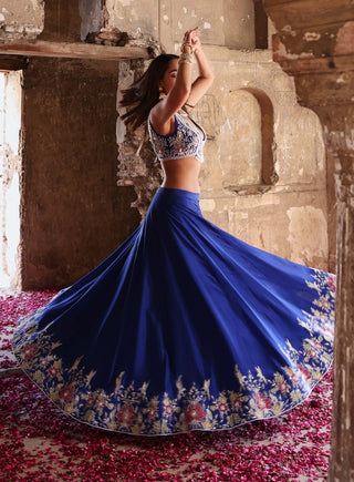 Meera electric blue embellished lehenga set